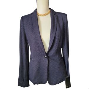 NWT ZARA Navy one button polka dot blazer